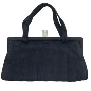 VTG black cord purse with lucite closure